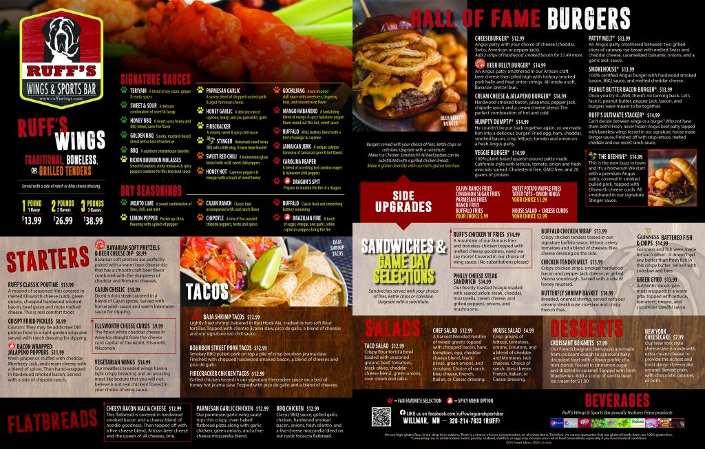 Ruffs Wings Menu